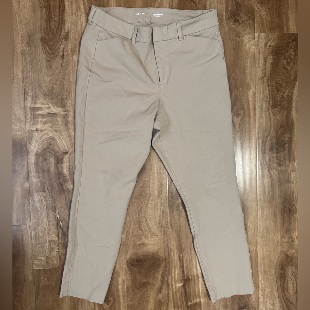 Old Navy Skinny High-Rise Ankle Pants Mocha Taffy Stretch Cotton Blend Pockets